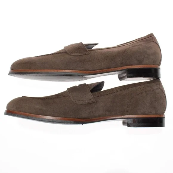 Di Bianco NWB Miseno Cashmere Suede Penny Loafers Size 44 (US 11) in Bark Brown